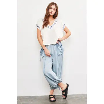 V-Neck Top With Stitching Detail