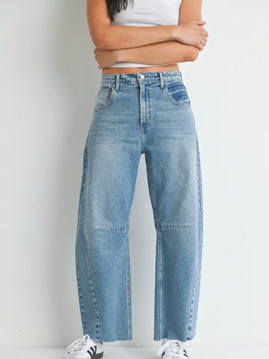 BP473J - Lt - Barrel Jean w/ Seams