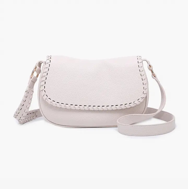 Daia Whipstitch Flapover Crossbody w/ Whipstitch Strap