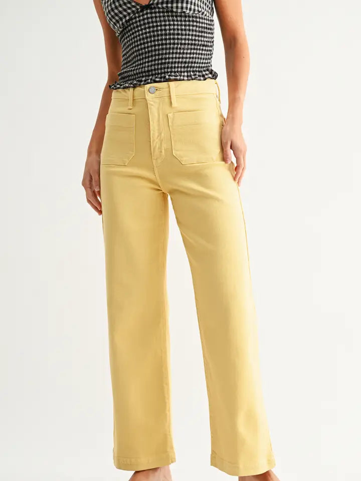 Lt Yellow - Patch Pocket Wide Leg