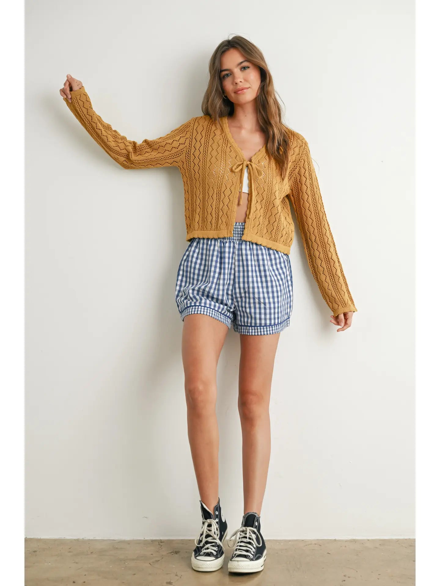 Garterized Gingham Shorts