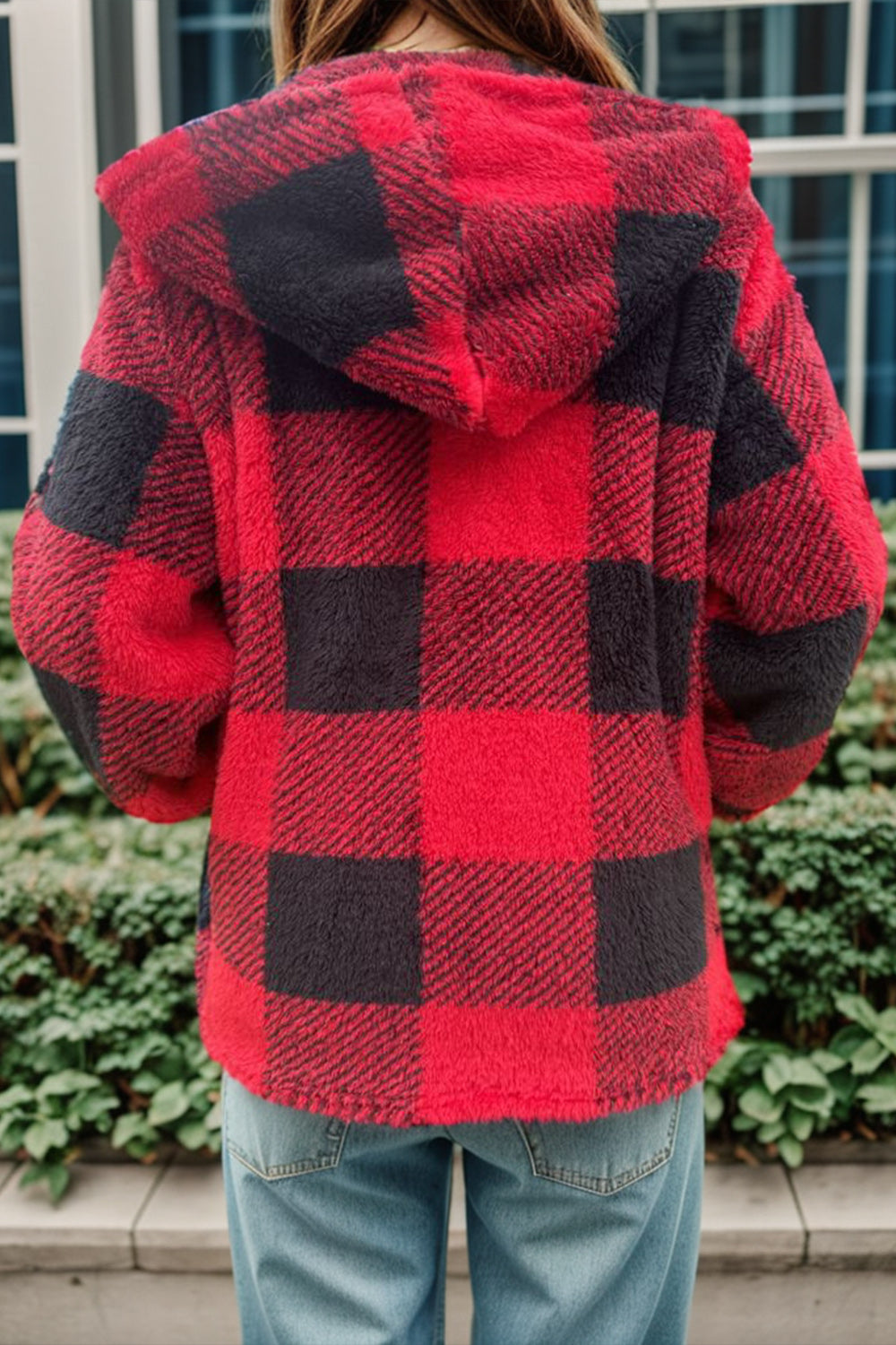 Pre-Order Double Take Full Size Plaid Long Sleeve Hooded Coat