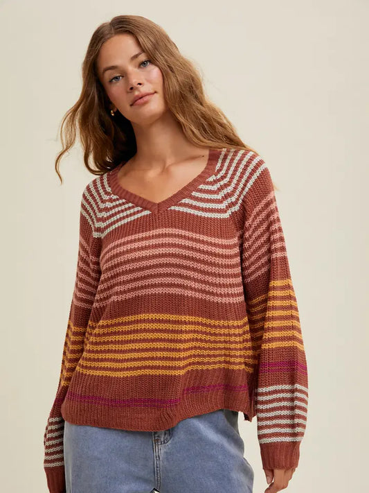 Multi-Color Striped Lightweight Sweater