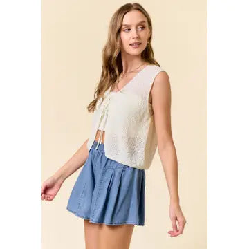 V-Neck Tie Front Knitted Vest