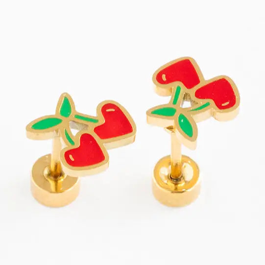 Cherries Stud Earring - Hypoallergenic