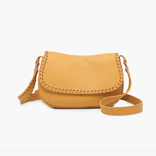 Daia Whipstitch Flapover Crossbody w/ Whipstitch Strap