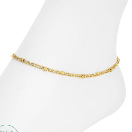 Double Layer Accented Chains Anklet, Water Resistant