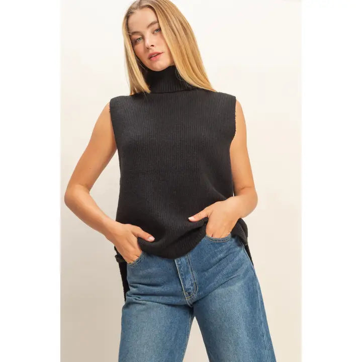 Sleeveless Turtleneck Sweater Vest