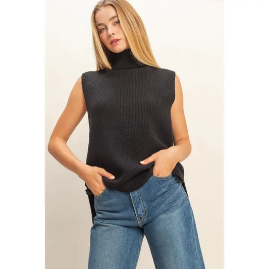 Sleeveless Turtleneck Sweater Vest