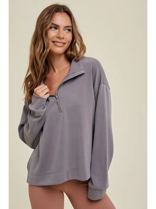 Scuba Half-Zip Pullover with Side Slits