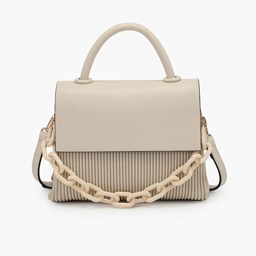 Anne Pleated Crossbody w/ Chain Accent