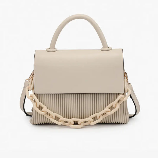 Anne Pleated Crossbody w/ Chain Accent