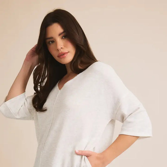 V Neck Wide Long Sleeve Top