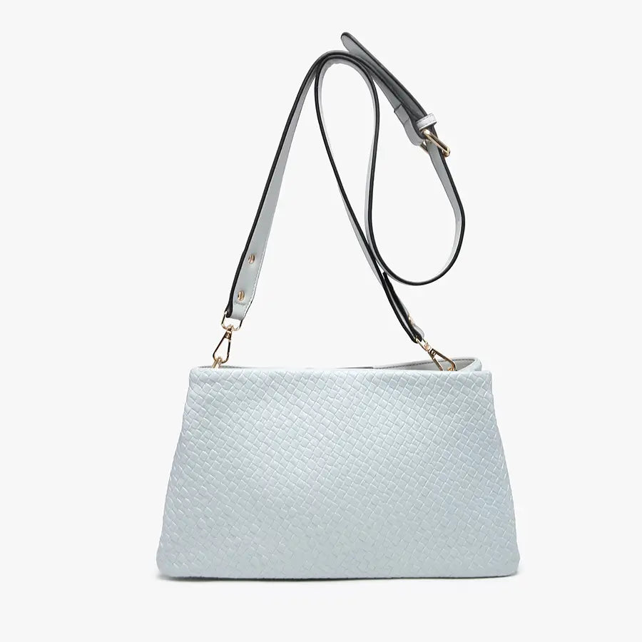 Hallie Faux Woven Dual Compartment Crossbody