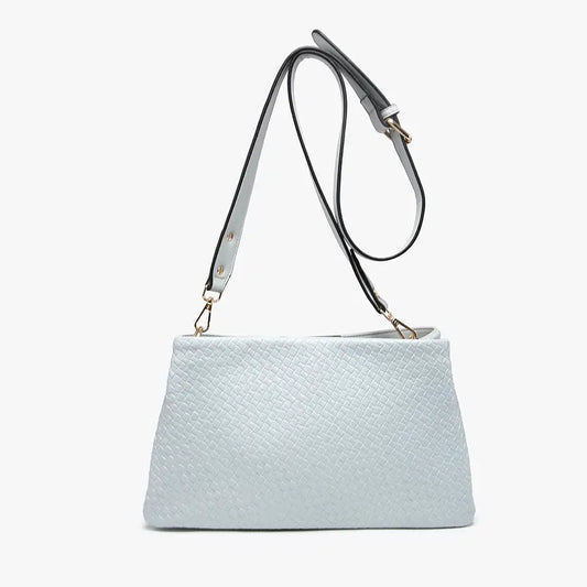 Hallie Faux Woven Dual Compartment Crossbody
