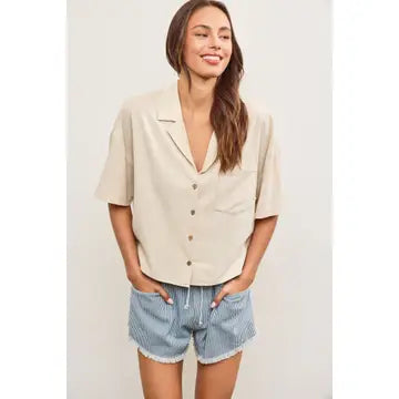 V Neck Lapel Collar Oversized Shirt