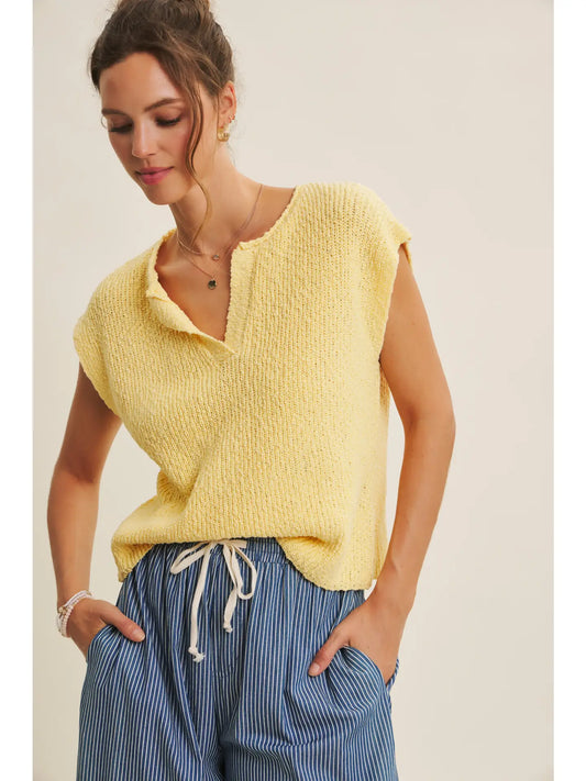 Effortless Layering Relaxed Fit Cotton Slub Sweater Top