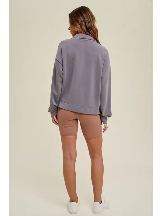 Scuba Half-Zip Pullover with Side Slits
