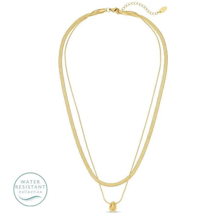 Layered Up Simple Pendant Necklace, Water Resistant