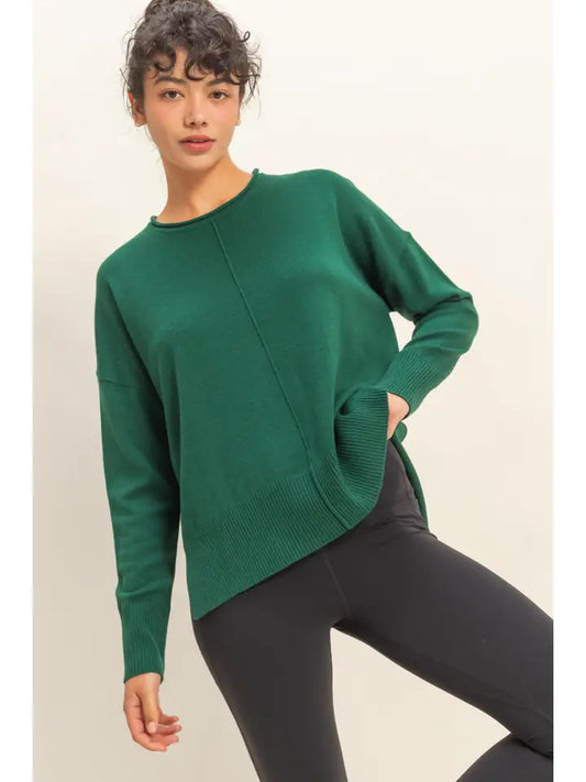 Round Roll Neck Drop Shoulder Sweater