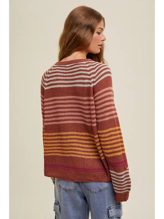 Multi-Color Striped Lightweight Sweater