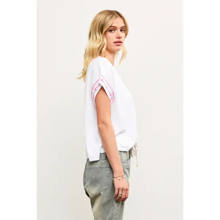 V-Neck Top With Stitching Detail
