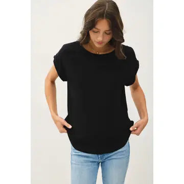 Bamboo/Modal Round Neck Dolman Cap Sleeve T-Shirt