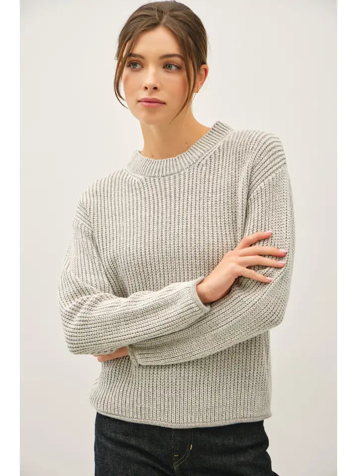 Chunky Acid Wash Knit Sweater