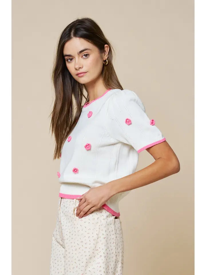 Short Sleeve Cropped Sweater Top