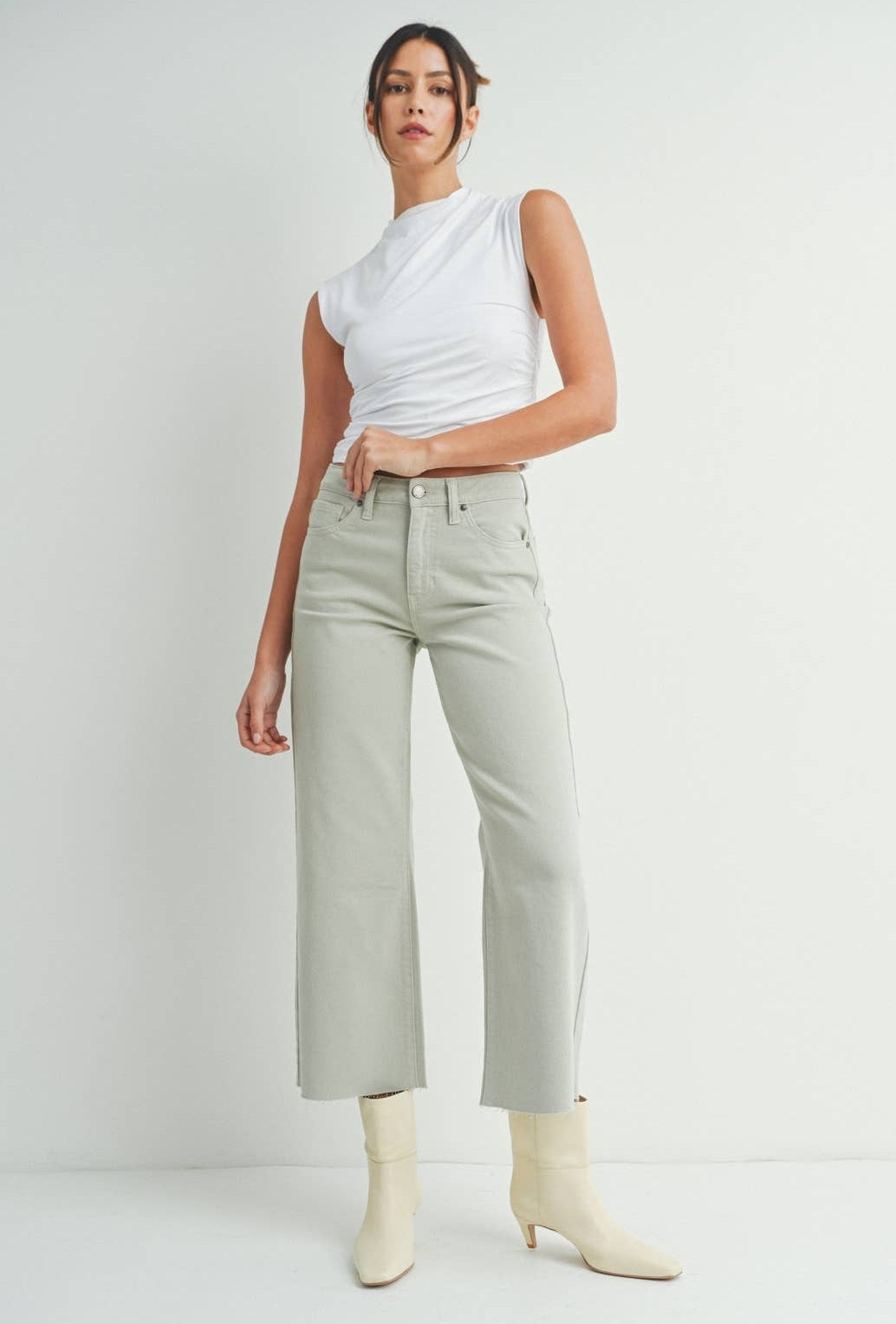 Slim Wide Leg Olive