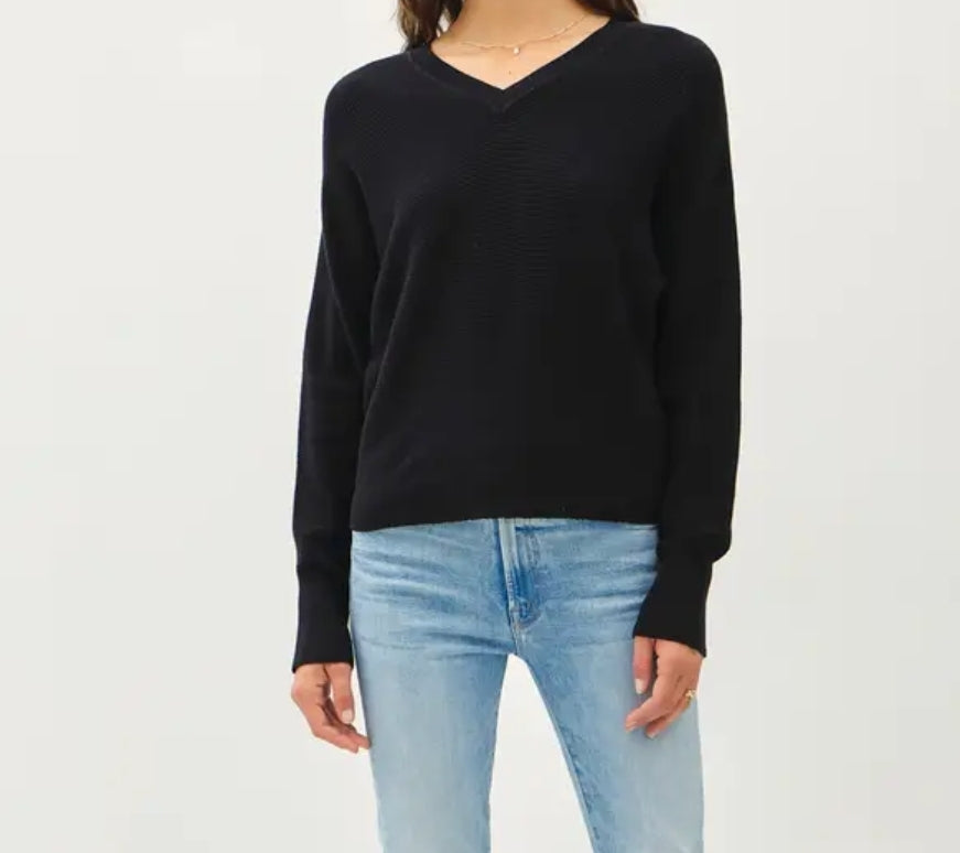Ribbed V-Neck Oversized Sweater