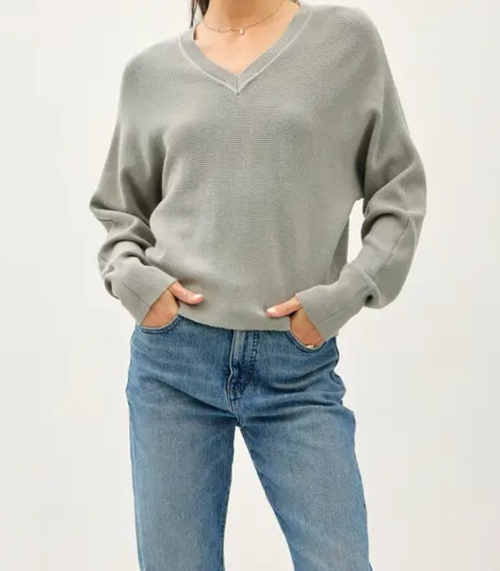 Ribbed V-Neck Oversized Sweater