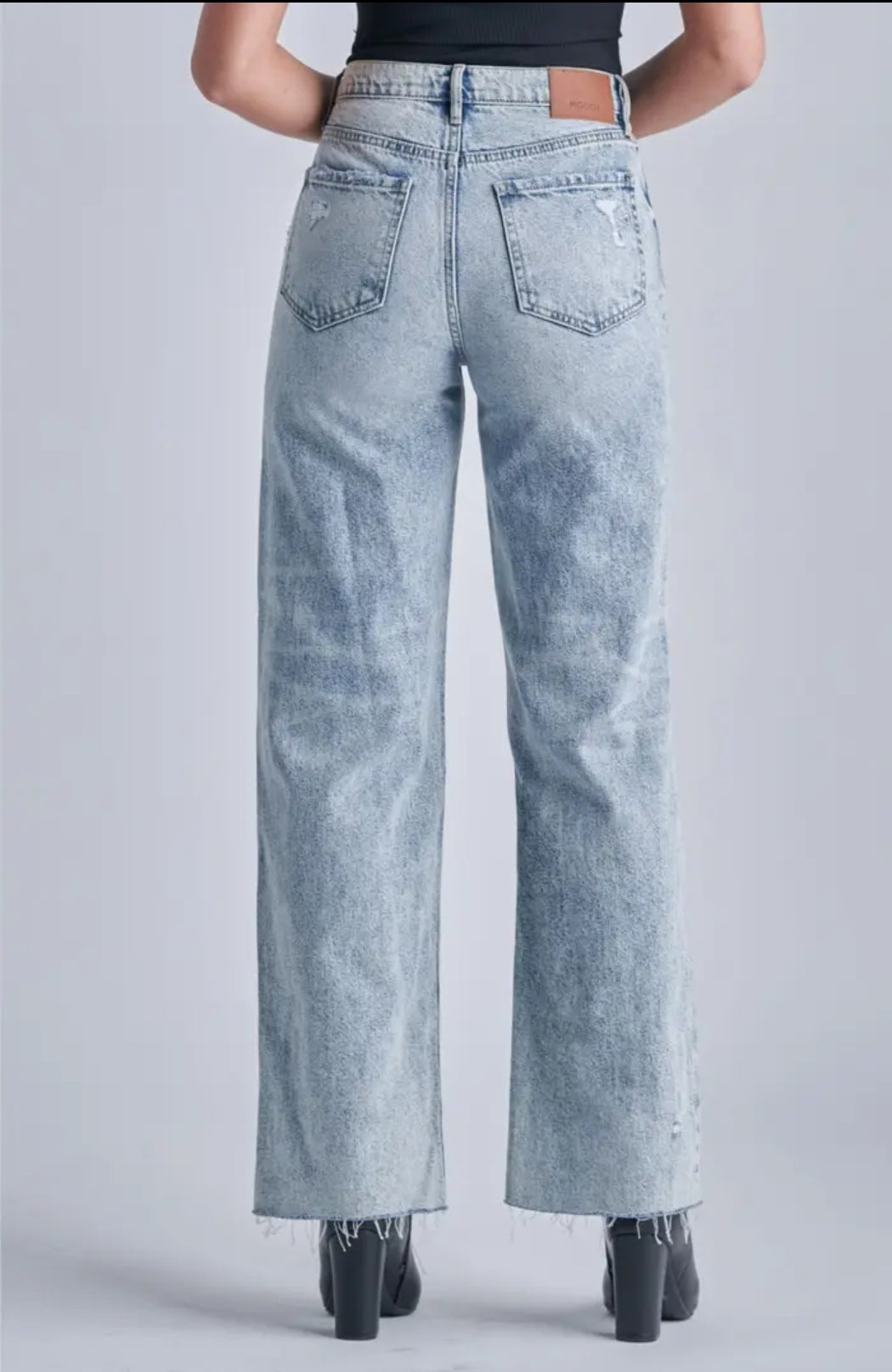 Medium Wash Heavy Distressed Dad Jeans