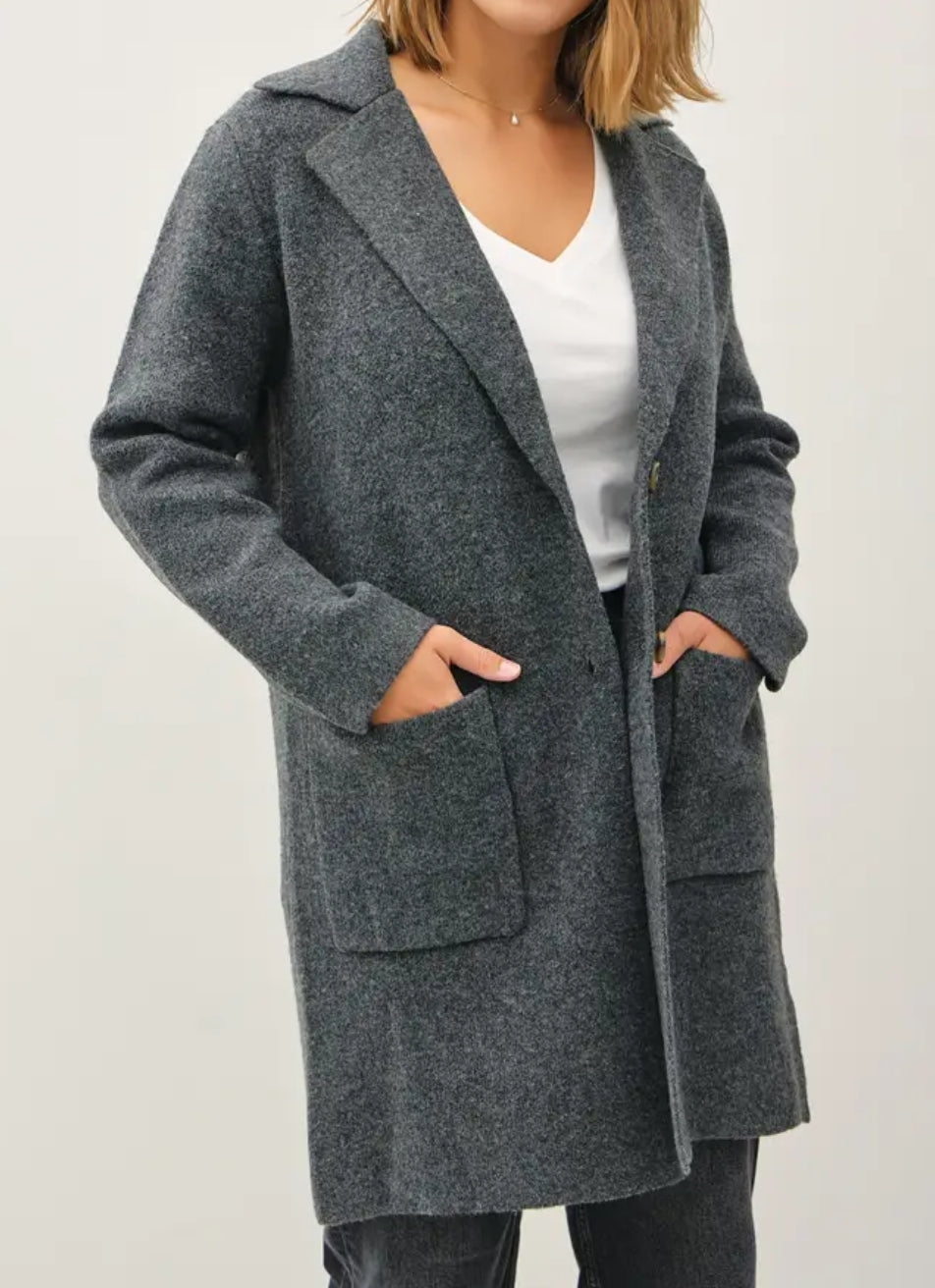 Plus Size Long Coatigan with Button Closure