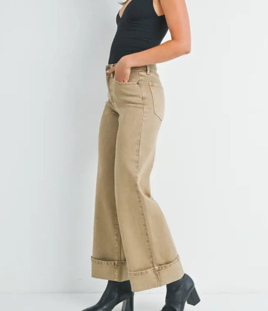 Dk Khaki - Cuffed Palazzo