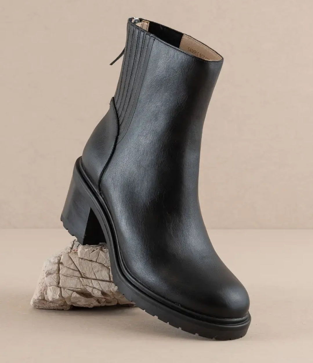 The Megan | Black Lug Chelsea Bootie