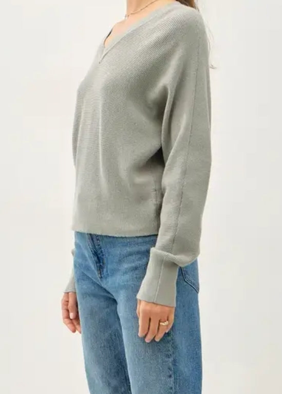 Ribbed V-Neck Oversized Sweater – Closet Collections Montana