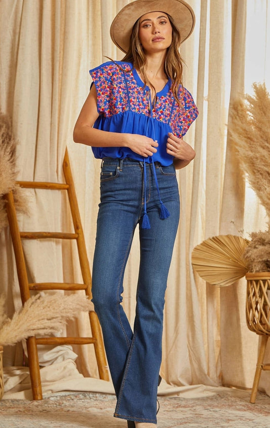 Embroidered Babydoll Top
