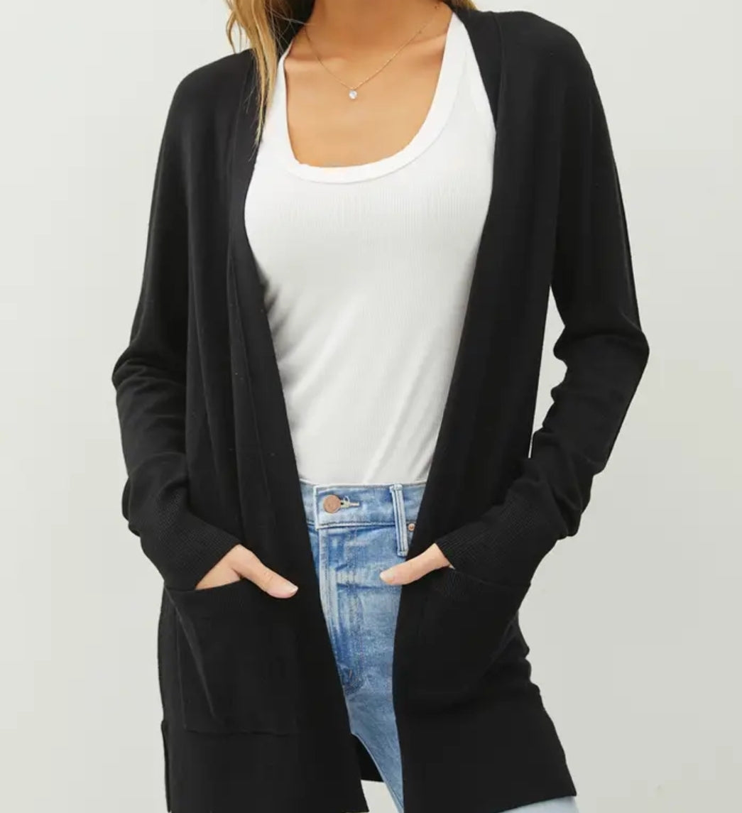 Essential Open Front Knit Sweater Cardigan