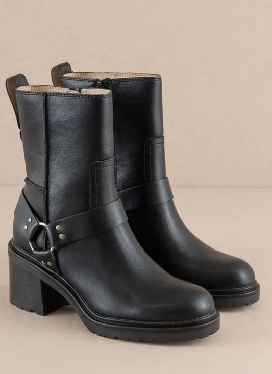 The Clyde | Black Moto Ankle Boot