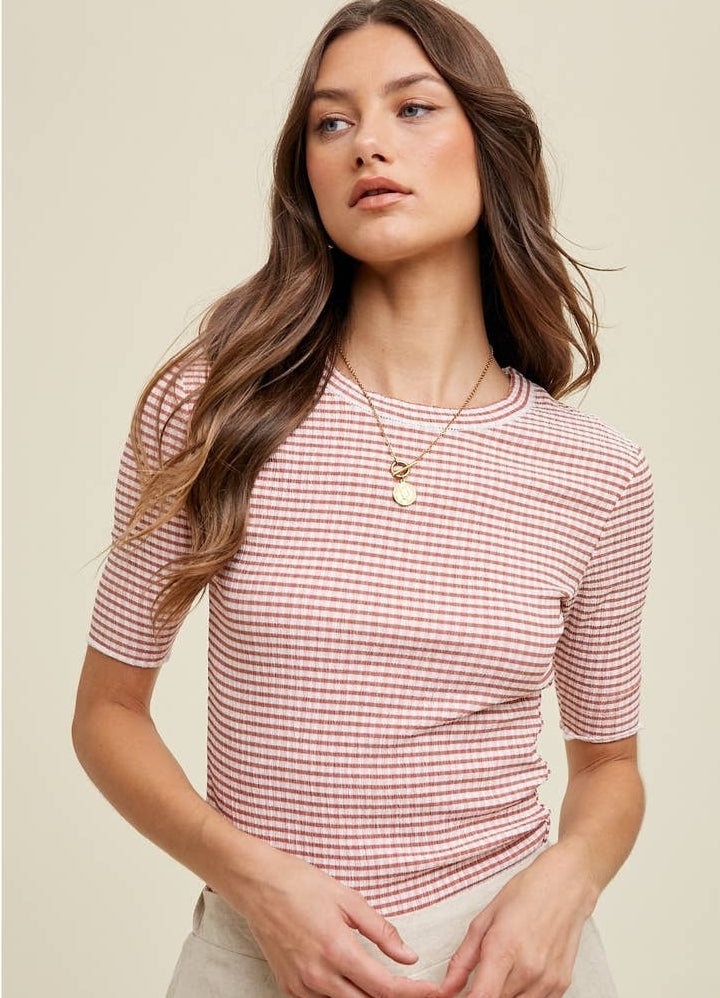 Textured Checkered Knit Top