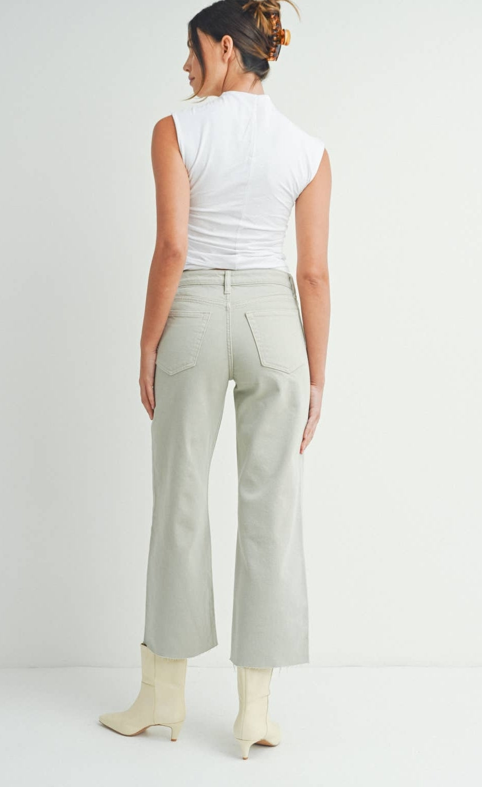 Slim Wide Leg Olive