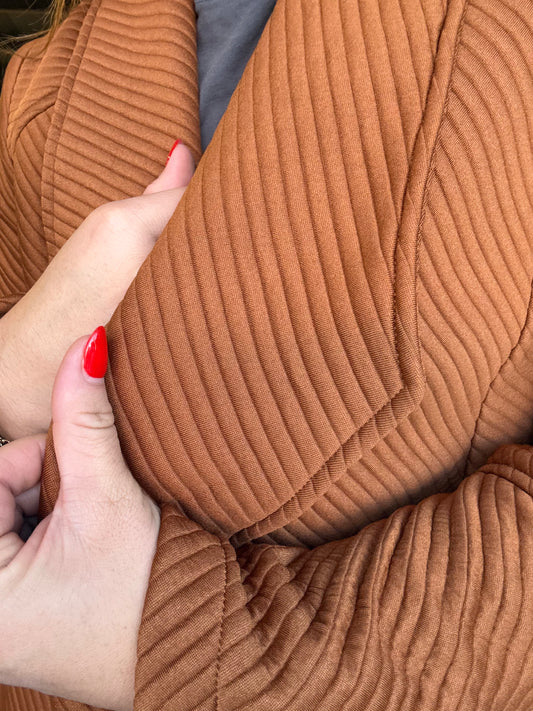 Skies Are Blue OPEN FRONT QUILTED JACKET - camel