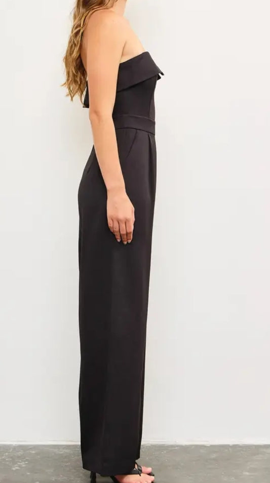 Fold over strapless jumpsuit