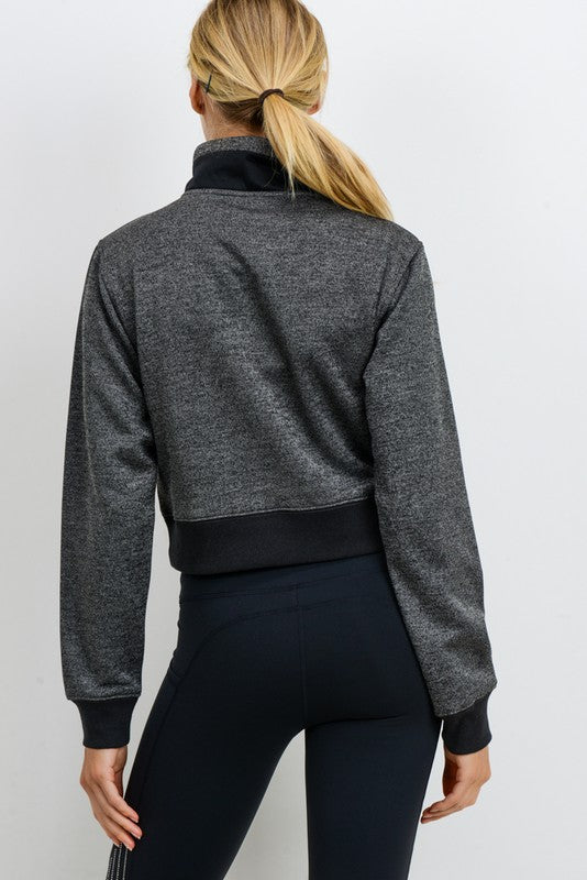 Crop Zippered Block Pullover with Pocket!