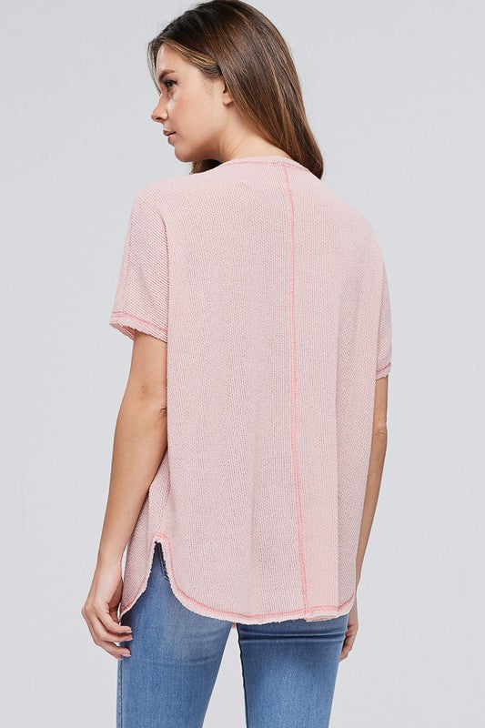Short Sleeve Oversize Solid Knit Top