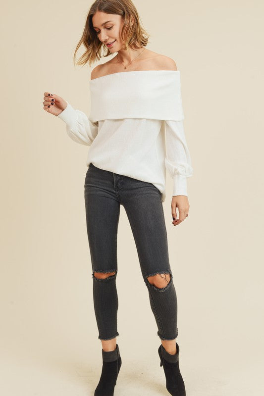 Long Sleeve Off The Shoulder Sweater!
