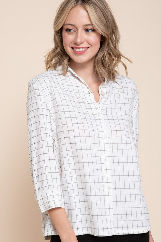 Twill Checkered Button Down Top!