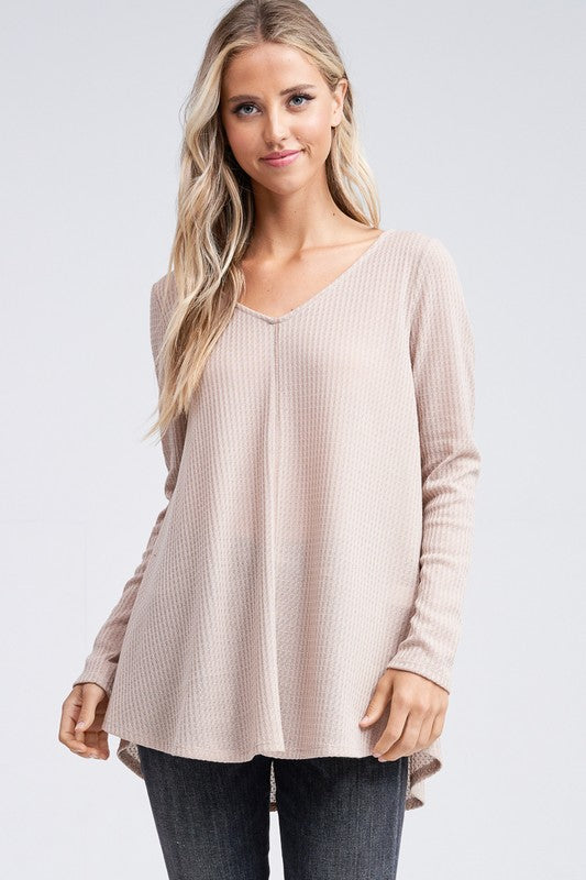 Long Dolman Sleeve Solid Knit Top