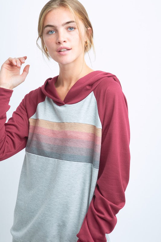 Long Sleeve Hoodie With Rainbow Striped Accent!